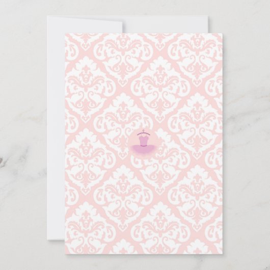 Damask Tutu Ballerina Baby Shower Invitaties Aqua Kaart (Achterkant)