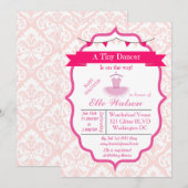 Damask Tutu Ballerina Baby Shower Invitaties Aqua Kaart (Voorkant / Achterkant)
