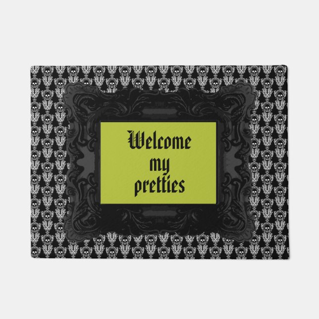 Damask Tuxedo Skull Wallpaper Deurmat (Voorkant)