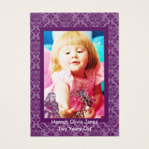 Damask twee jaar oude meisjes fotokaarten visitekaartjes