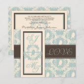 Damask Tweets Wedding Invite Card 2 Kaart (Voorkant / Achterkant)