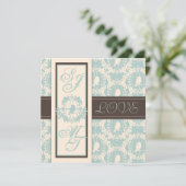 Damask Tweets Wedding Invite Square Kaart (Staand voorkant)