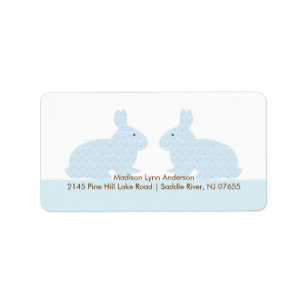 Damask Twin Bunny Rabbits Retouradres Label