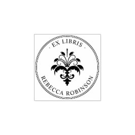  Damask & Typografie | Aangepaste ex libris Rubberstempel