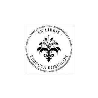  Damask & Typografie | Aangepaste ex libris Rubberstempel