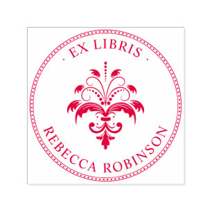 Damask & Typografie Aangepaste Ex Libris Zelfinktende Stempel