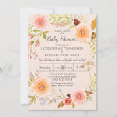 Damask Typography Blush n Gold Waterverf Floral Kaart (Voorkant)