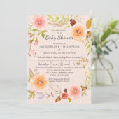 Damask Typography Blush n Gold Waterverf Floral Kaart (Staand voorkant)