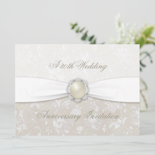 Damask uitnodiging 30ste trouwverjaardag (Staand voorkant)