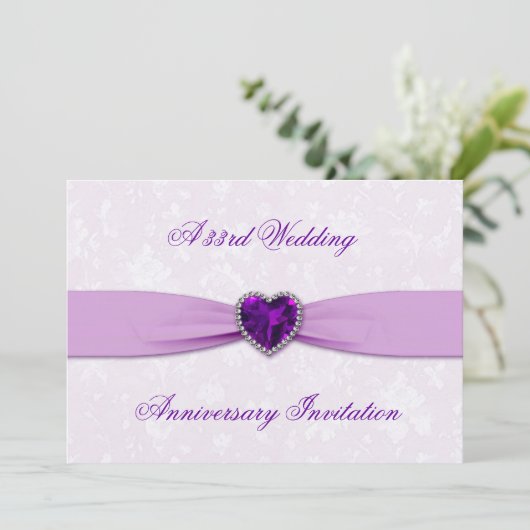 Damask Uitnodiging 33e Huwelijksjubileum (Staand voorkant)