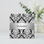 Damask uitnodiging save the date (Staand voorkant)