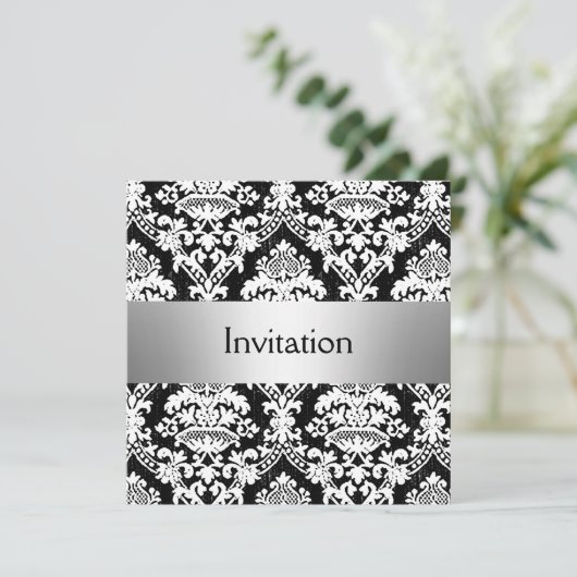 Damask uitnodiging save the date (Staand voorkant)