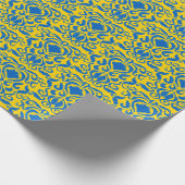 Damask Ukraine Energieert Yellow Freedom Blue Cadeaupapier (Hoek)