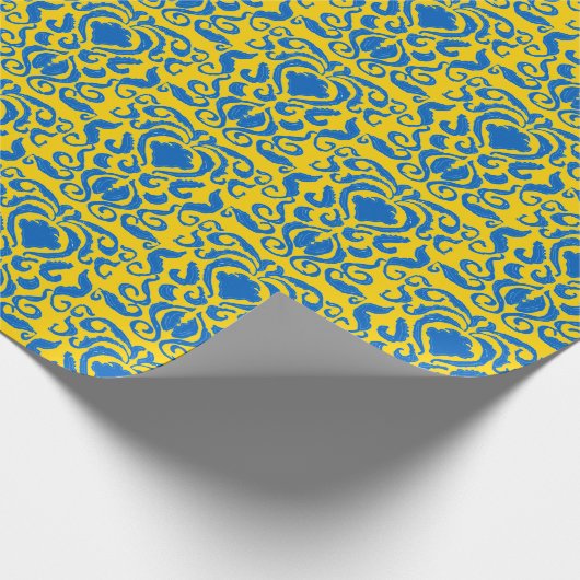 Damask Ukraine Energieert Yellow Freedom Blue Cadeaupapier (Hoek)