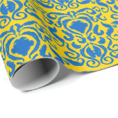 Damask Ukraine Energieert Yellow Freedom Blue Cadeaupapier (Rol Hoek)