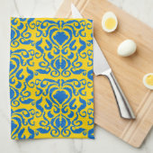 Damask Ukraine Energieert Yellow Freedom Blue Theedoek (Quarter Fold)