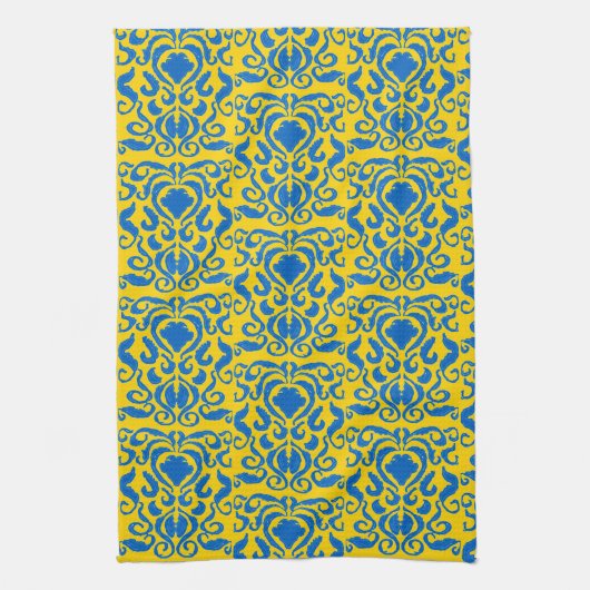 Damask Ukraine Energieert Yellow Freedom Blue Theedoek (Verticaal)