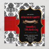 Damask valentijn verjaardagsuitnodiging kaart (Voorkant / Achterkant)