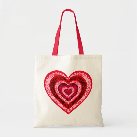 Damask Valentijnsdag Layered Hearts Bag Tote Bag (Voorkant)