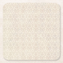 Damask Vanilla Pattern Kartonnen Onderzetters