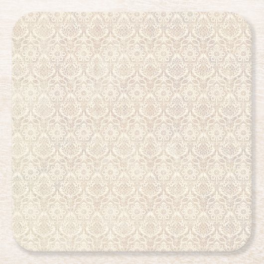Damask Vanilla Pattern Kartonnen Onderzetters (Voorkant)