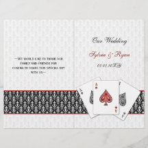 damask Vegas red folded Wedding Programme