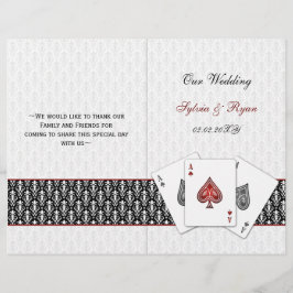 damask Vegas red folded Wedding Programme