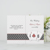 damask Vegas red folded Wedding Programme (Staand voorkant)