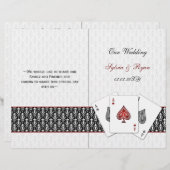 damask Vegas red folded Wedding Programme (Voorkant / Achterkant)