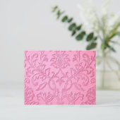 damask velvet roze girale Victoriaans patroon text Briefkaart (Staand voorkant)