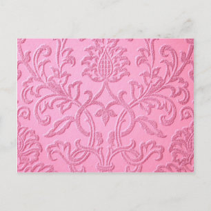 damask velvet roze girale Victoriaans patroon text Briefkaart
