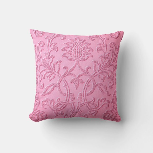damask velvet roze girale Victoriaans patroon text Kussen (Voorkant)
