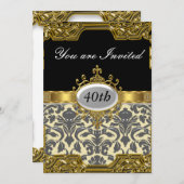 Damask Verjaardagsfeest Glamour Hot Invitation Kaart (Voorkant / Achterkant)