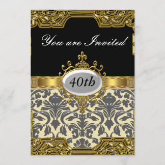 Damask Verjaardagsfeest Glamour Hot Invitation Kaart