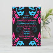 Damask verjaardagsfeestje kaart (Staand voorkant)