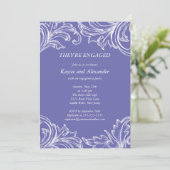  Damask Verloving Invitation Violet Kaart (Staand voorkant)