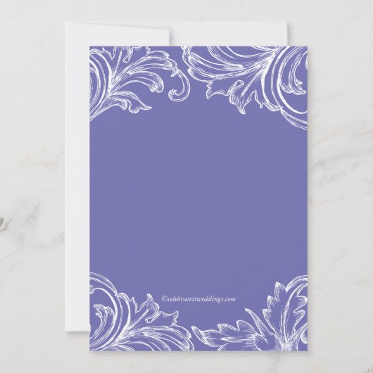 Damask Verloving Invitation Violet Kaart (Achterkant)