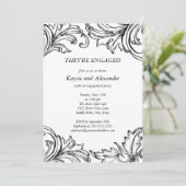 Damask Verloving Invitations Black Kaart (Staand voorkant)