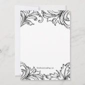 Damask Verloving Invitations Black Kaart (Achterkant)