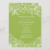  Damask Verloving Invitations Green Kaart (Voorkant / Achterkant)