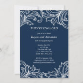 Damask Verloving Invitations Navy Blue Kaart (Voorkant)