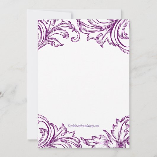  Damask Verloving Uitnodigingen Paars (Achterkant)