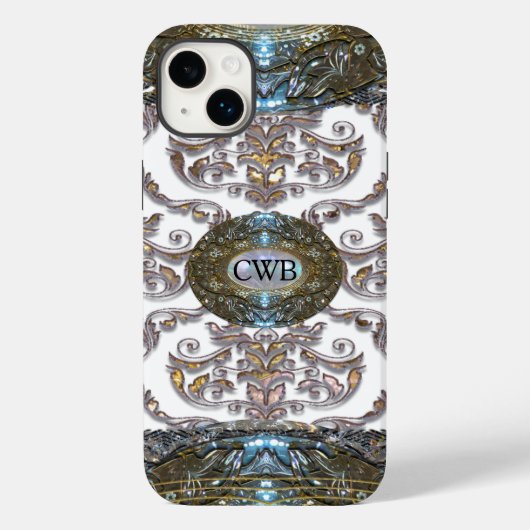 Damask Veyla Barok Monogram Case-Mate iPhone Case (Achterkant)