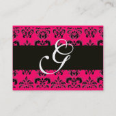DAMASK VIERKANT MONOGRAM Heet Roze Fuchsia Parel Visitekaartje (Achterkant)