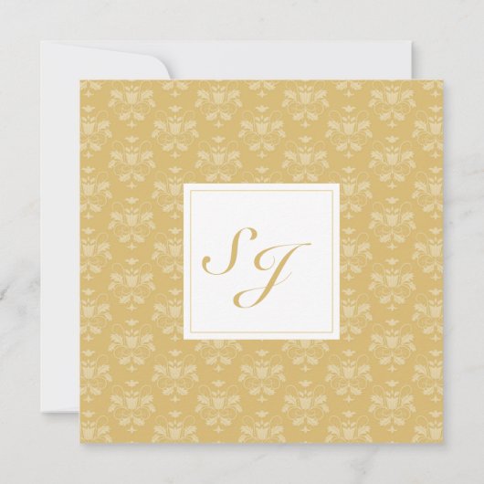 Damask Vierkante 50ste Verjaardag Uitnodiging (Achterkant)