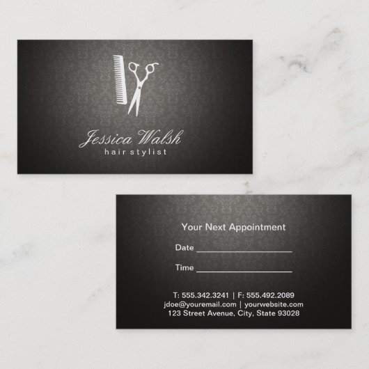 Damask Vignette (Appointment Card) Afsprakenkaartje (Voorkant / Achterkant)