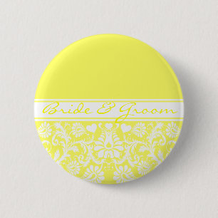 Damask Vintage Floral Wedding Matching Favors Ronde Button 5,7 Cm