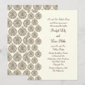 Damask Vintage Wedding Invitation (bruin) Kaart (Voorkant / Achterkant)