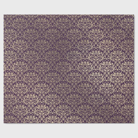 Damask Violet Paarse Grape Plum Gold Metal Bride Cadeaupapier (Vlak)