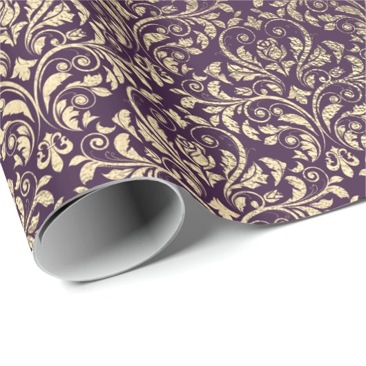 Damask Violet Paarse Grape Plum Gold Metal Bride Cadeaupapier (Rol Hoek)
